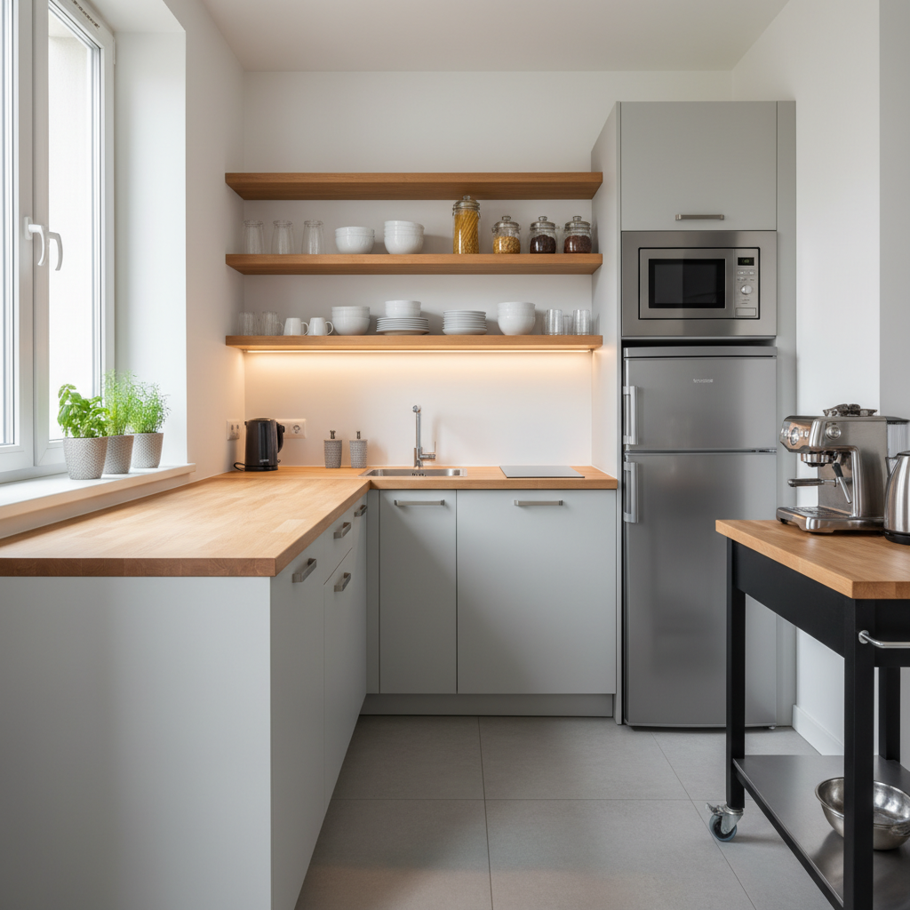A functional kitchen makes cooking easier and more enjoyable in a compact studio.