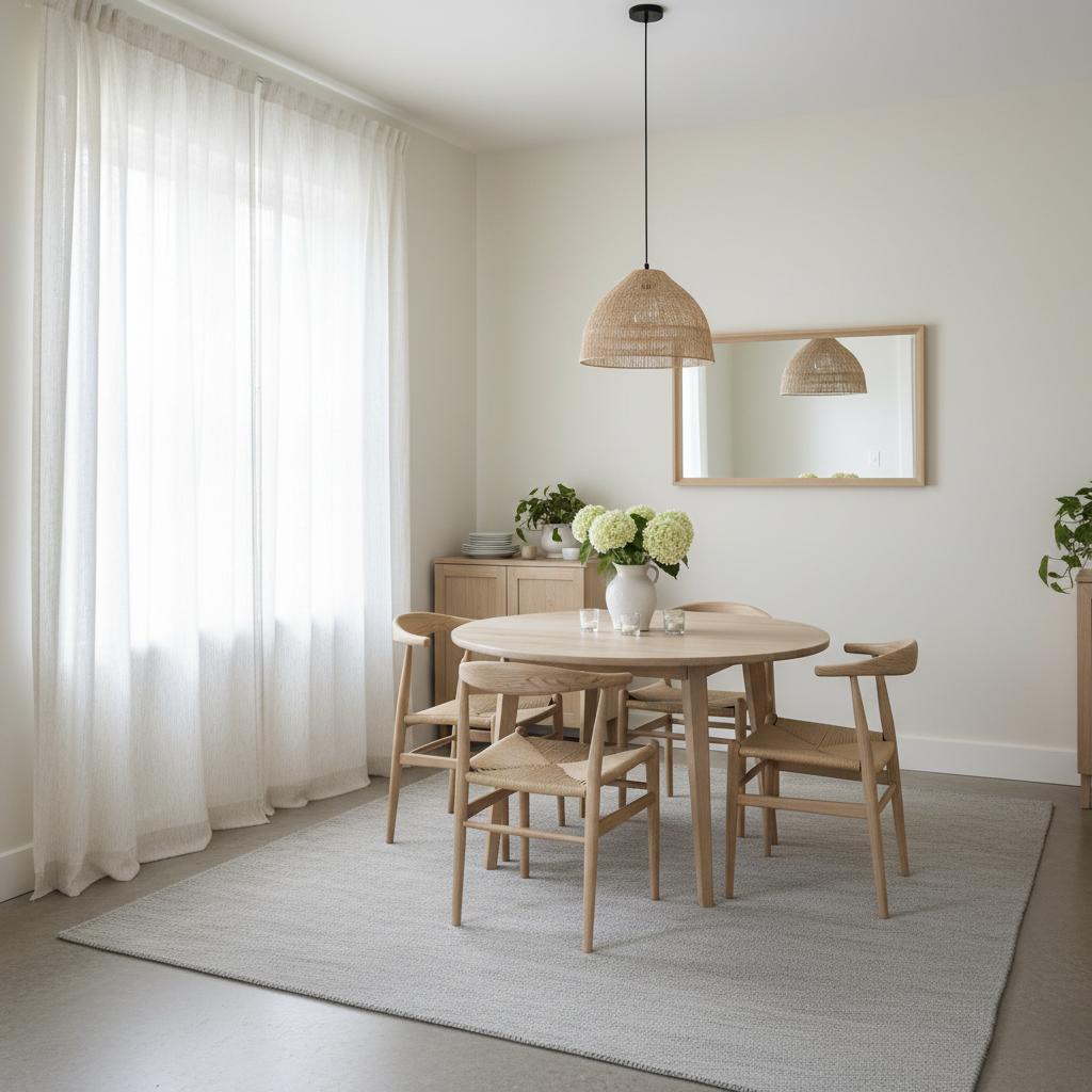 Light colors create spacious dining atmosphere