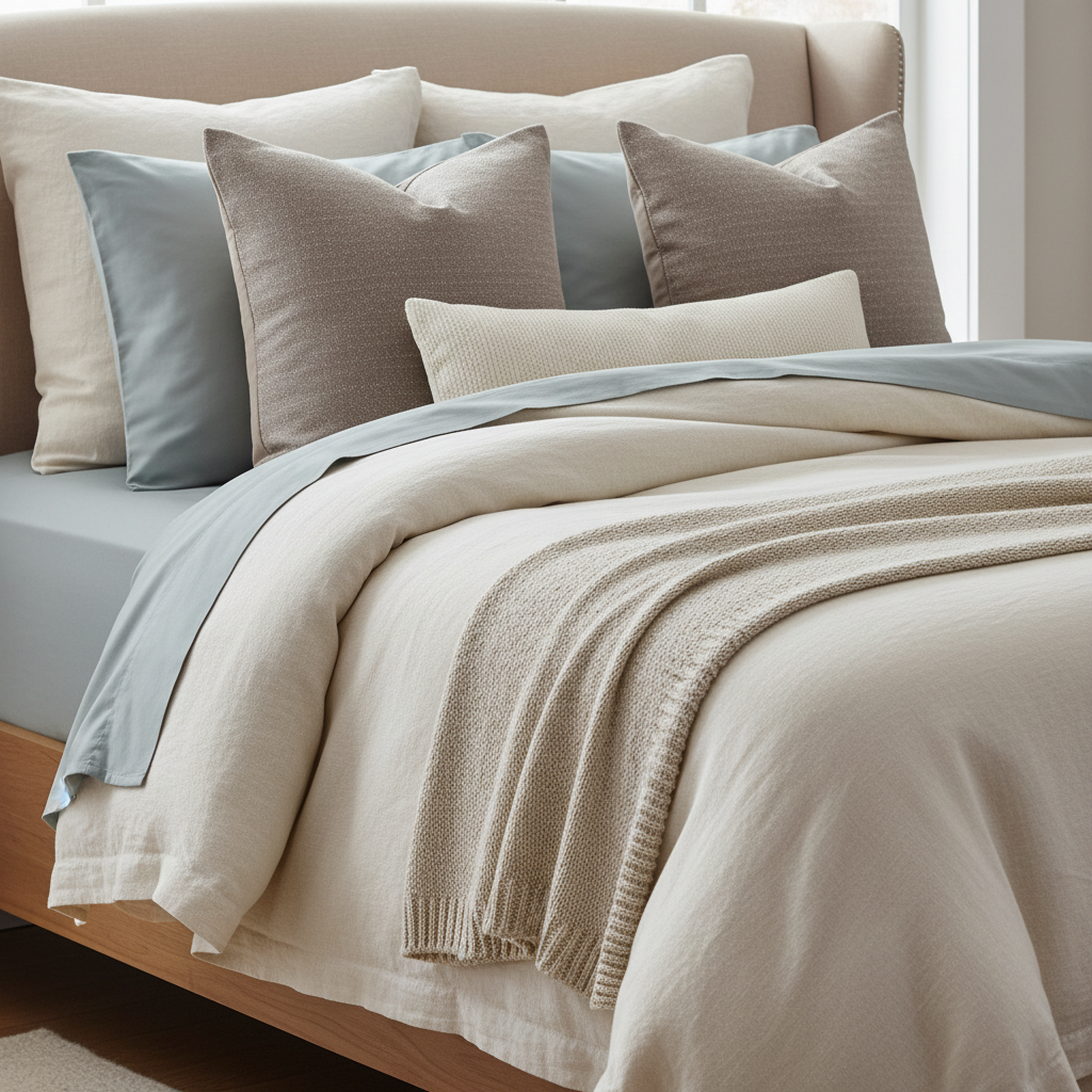 Luxurious bedding with high-quality sheets, duvet, and pillows.