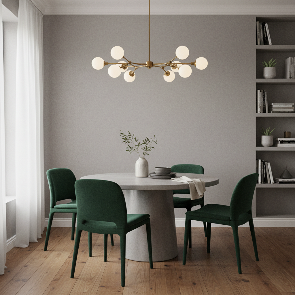 Pendant light adds flair to small dining space