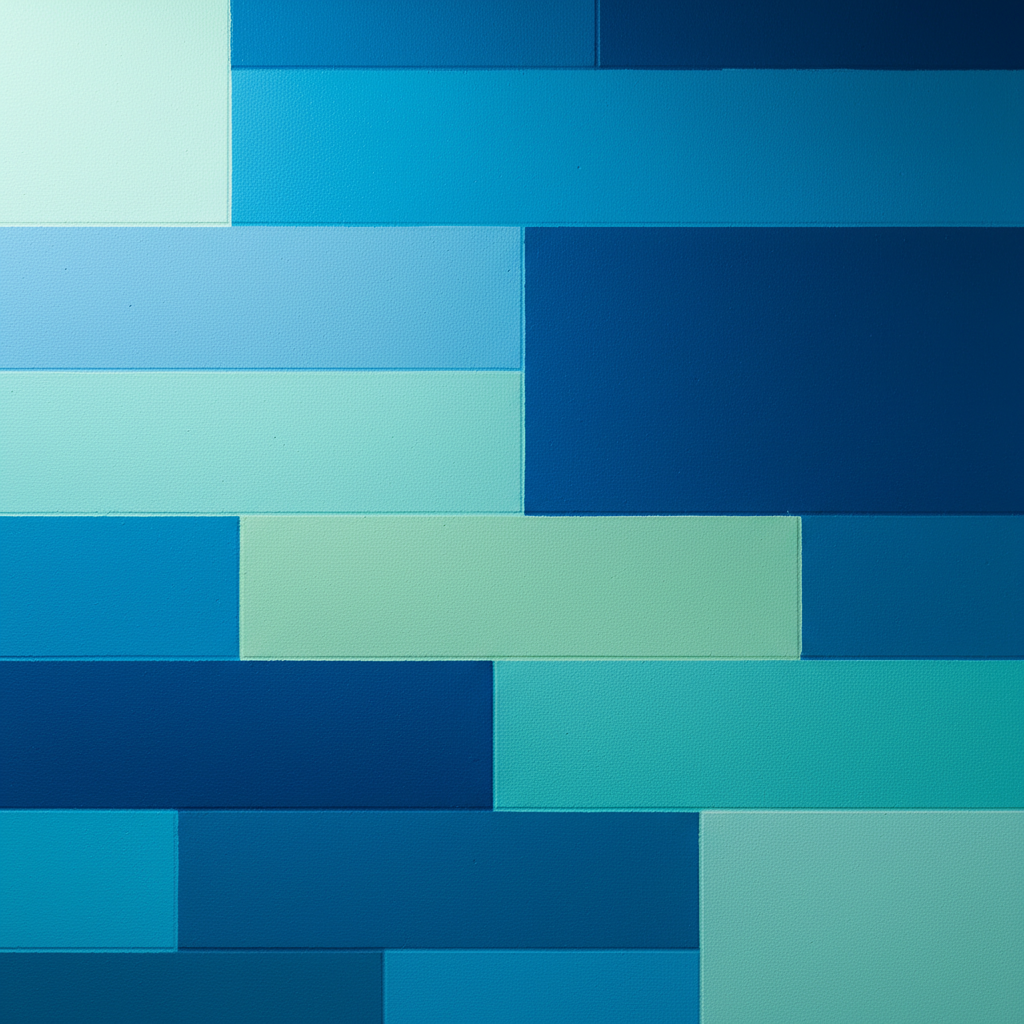 Blue and teal geometric wall patterns for contemporary home decorating